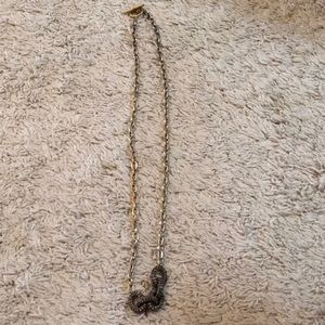 J.Crew Factory Long Brown Pave Chain Link Necklace